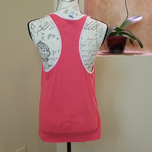 PINK size Medium Pink/White racer back tank top - Picture 3 of 5